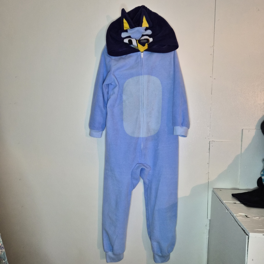Cozy Blue Kids Footie with Character Hood